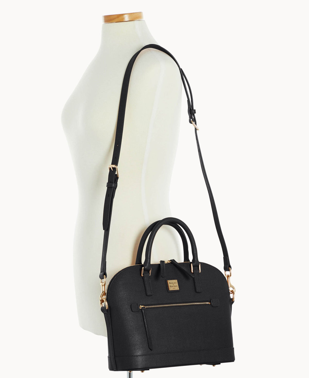 Dooney & Bourke Saffiano Domed Zip Satchel Black