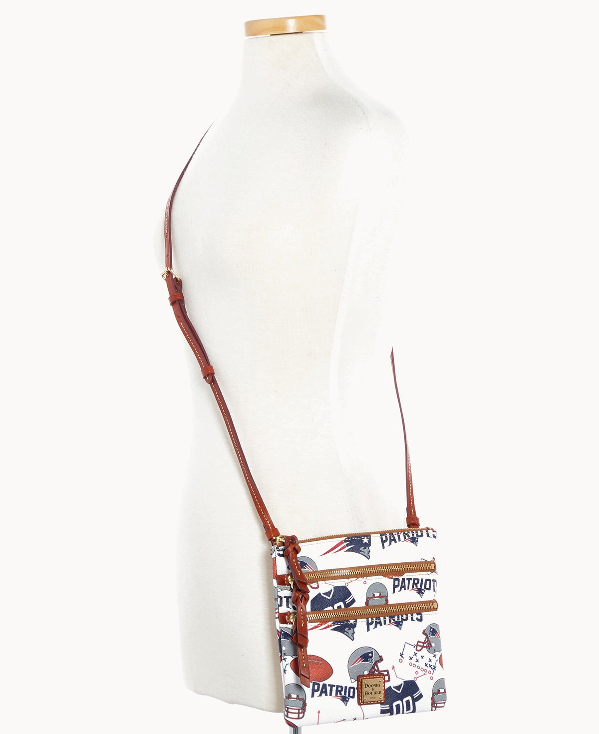 Dooney & Bourke NFL Patriots North/South Triple Zip Crossbody White Multi