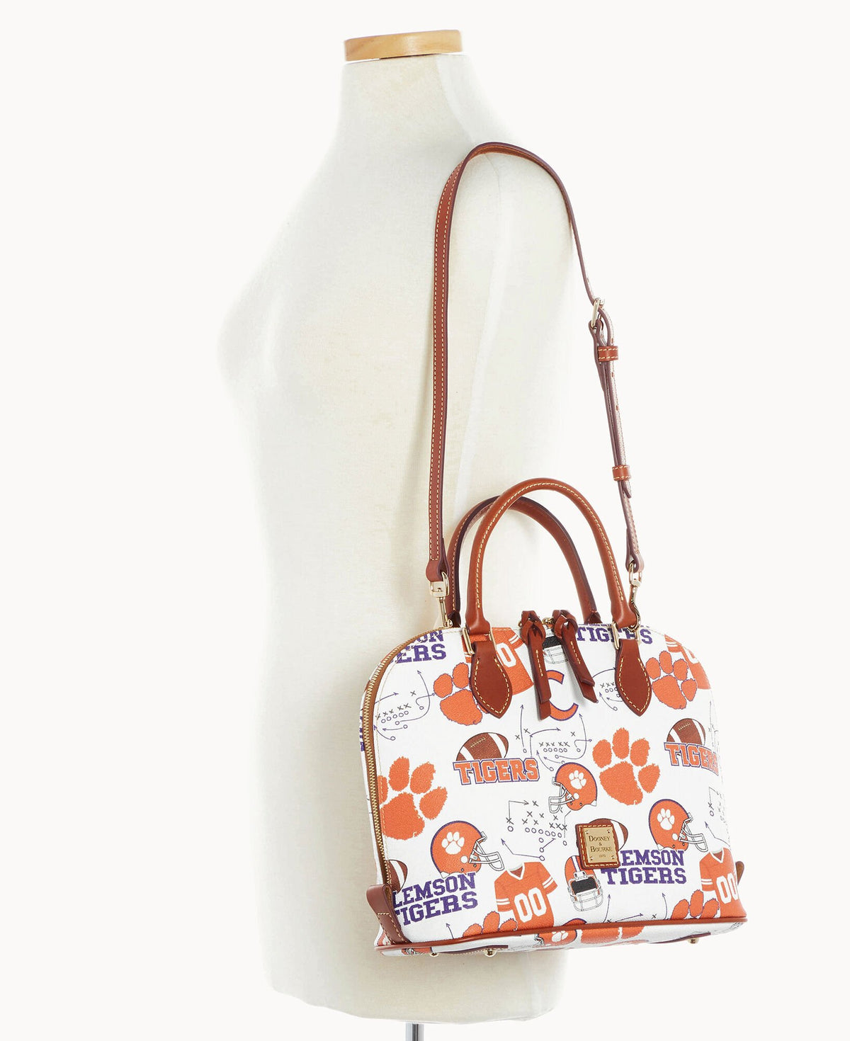 Dooney & Bourke Collegiate Clemson University Zip Zip Satchel White Multi