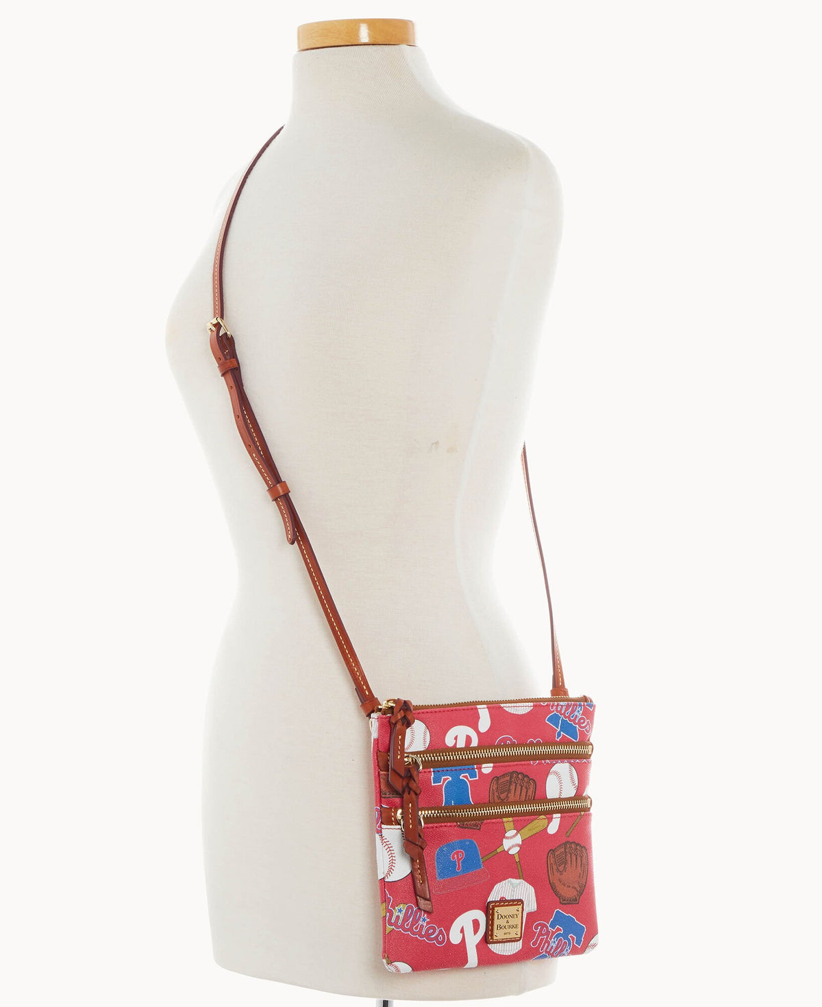 Dooney & Bourke MLB Phillies Triple Zip Crossbody Red