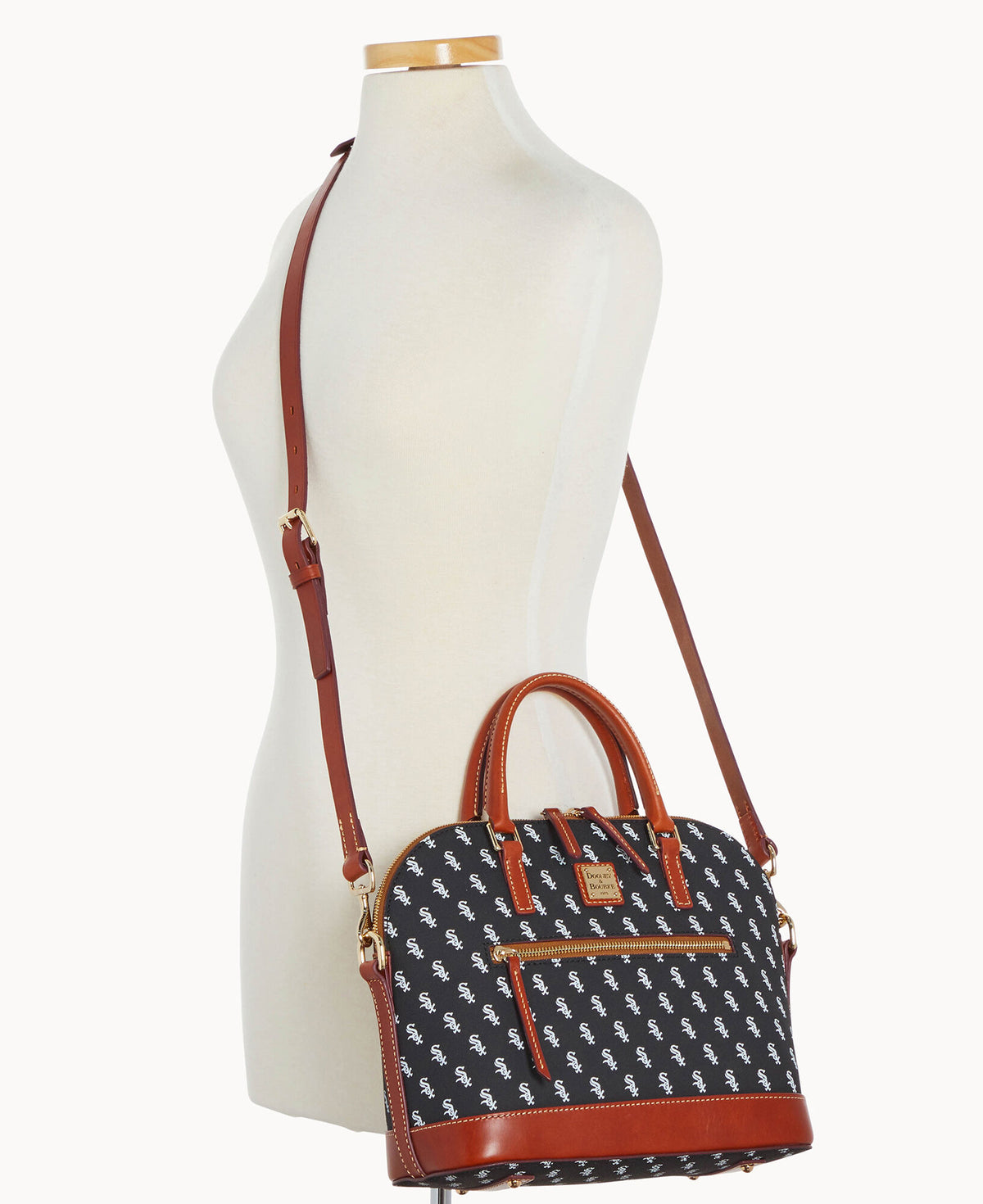 Dooney & Bourke MLB White Sox Domed Zip Satchel Black