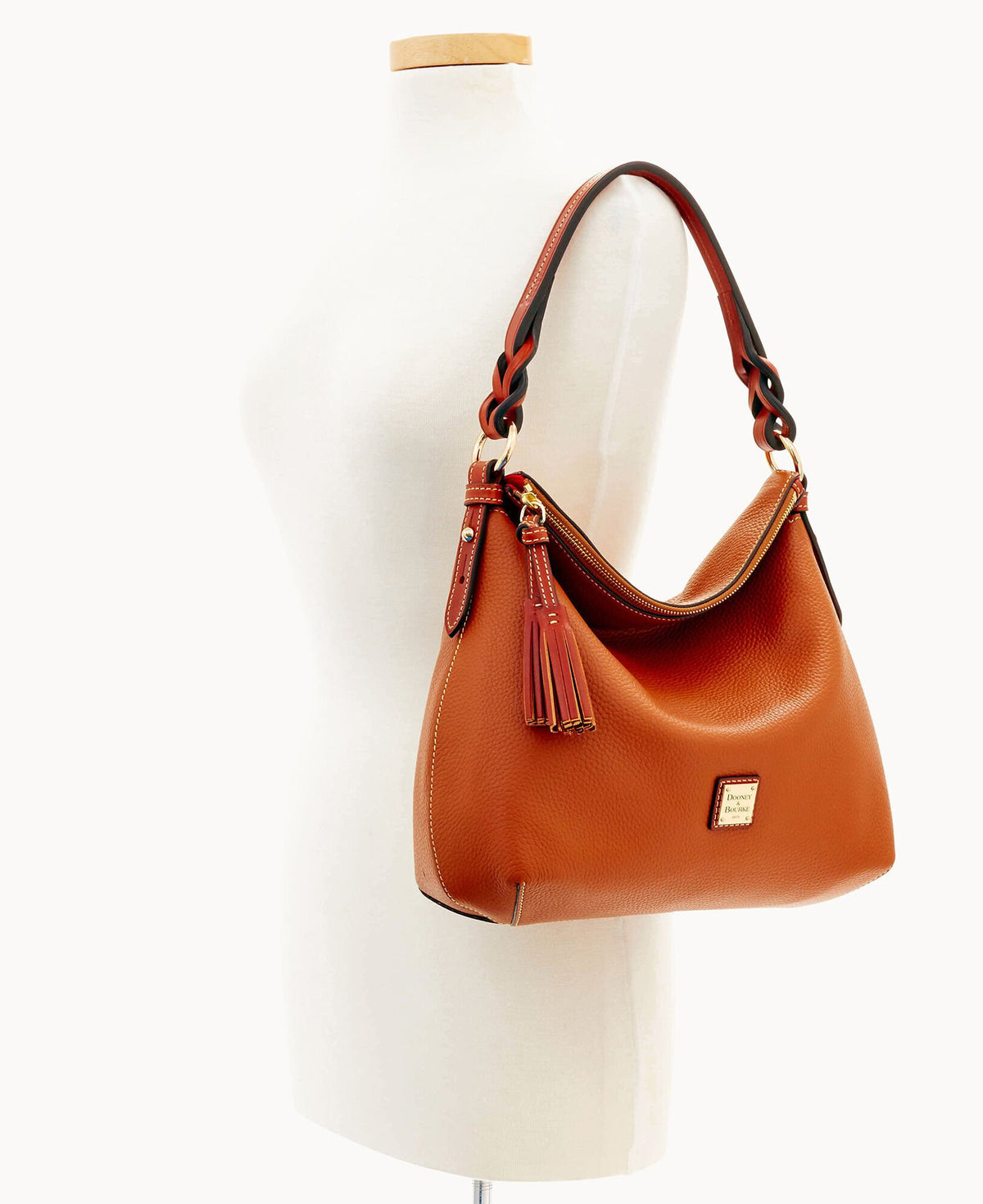 Dooney & Bourke Pebble Grain Twist Strap Hobo Caramel