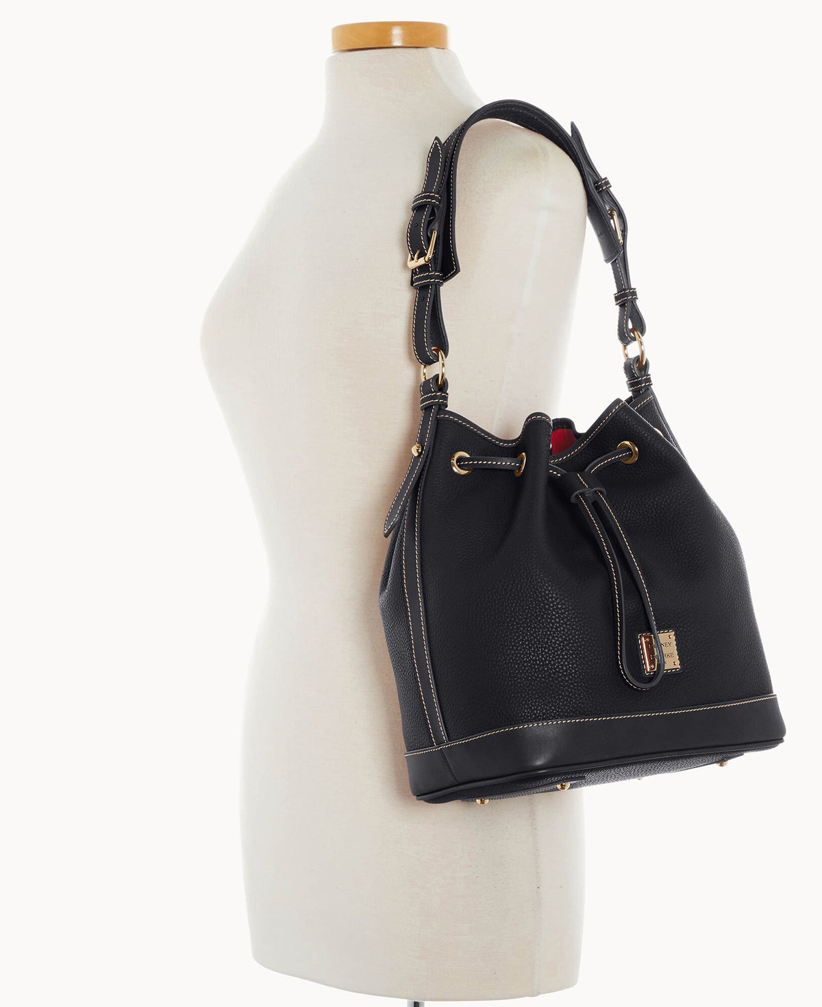 Dooney & Bourke Pebble Grain Drawstring Black Black