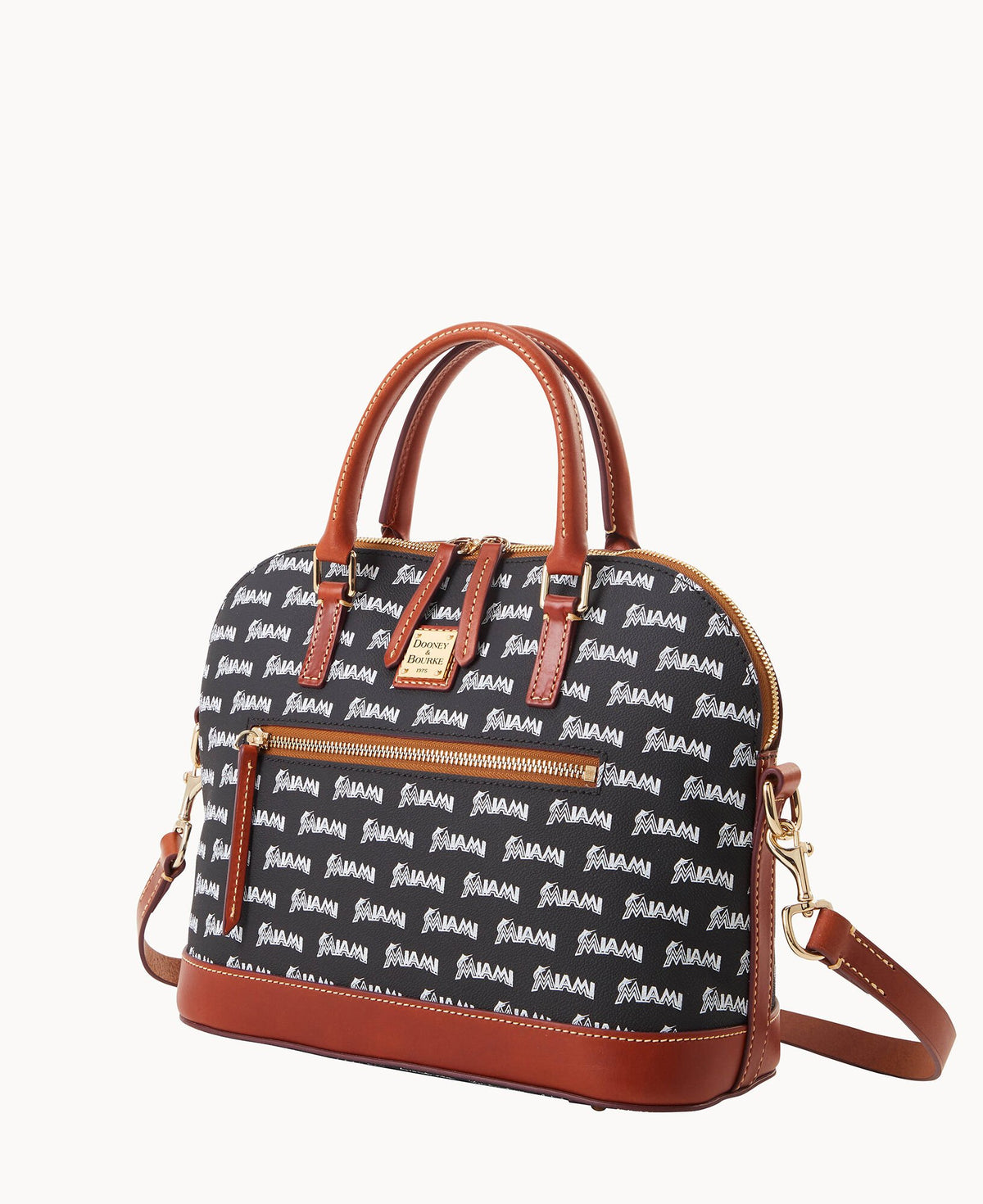 Dooney & Bourke MLB Marlins Domed Zip Satchel Black