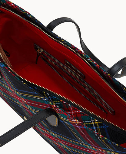 Dooney & Bourke Tartan Large Tote Black