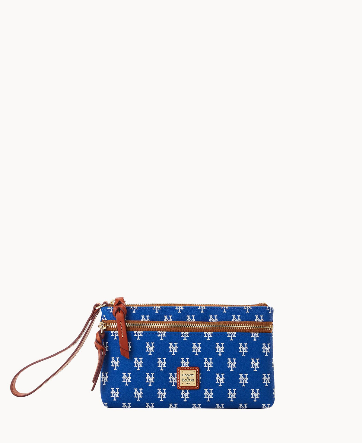 Dooney & Bourke MLB Mets Double Zip Wristlet Blue