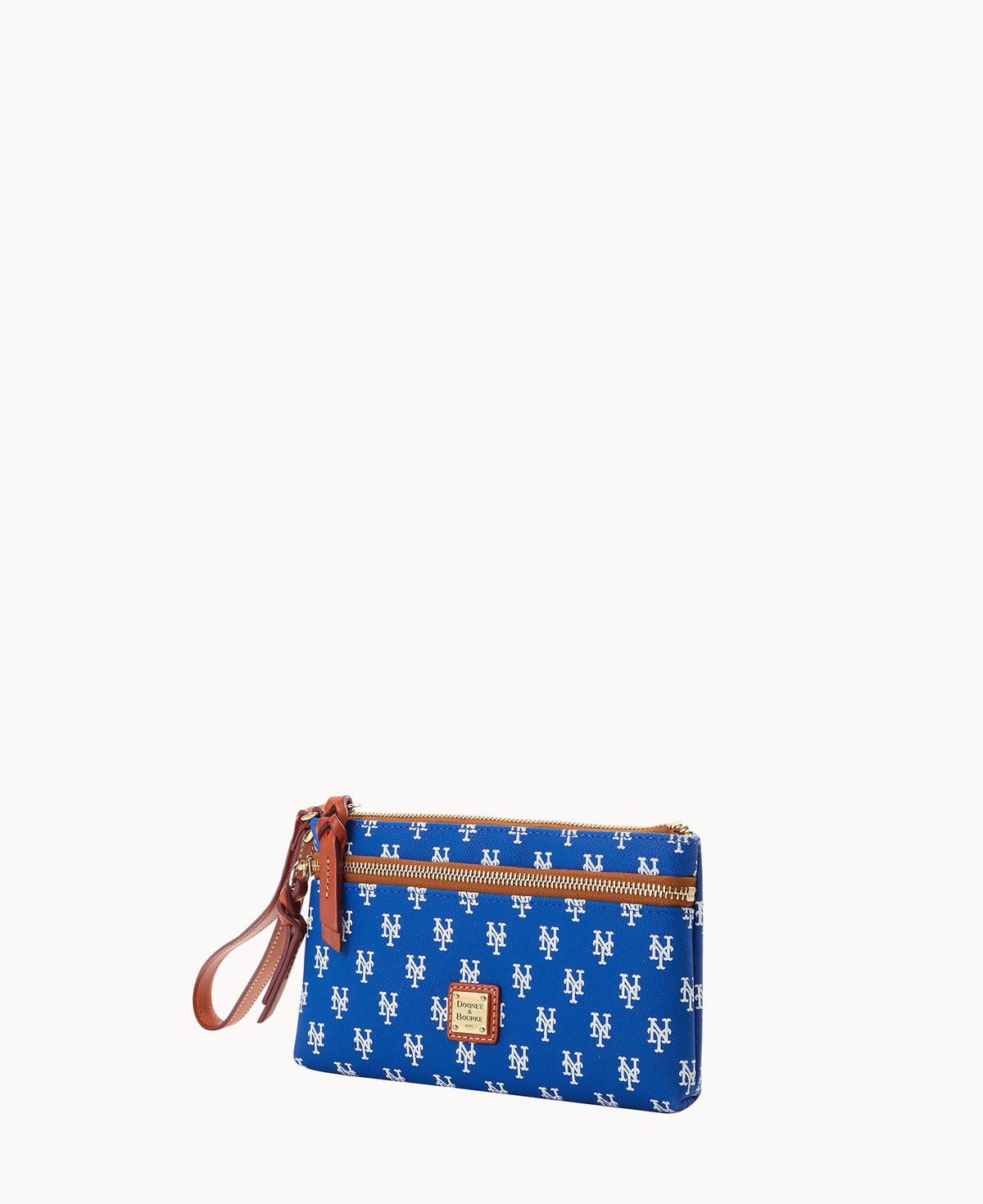 Dooney & Bourke MLB Mets Double Zip Wristlet Blue