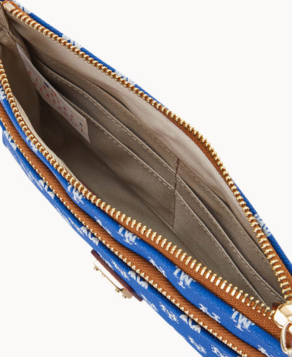 Dooney & Bourke MLB Mets Double Zip Wristlet Blue